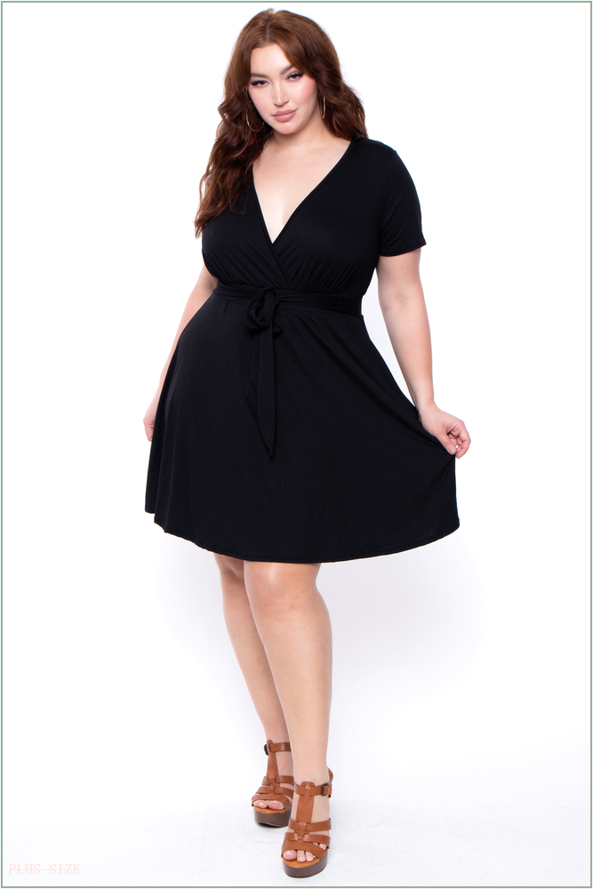  Plus Size Lucy Flare Dress - Black M37-CS0854-BK-3X