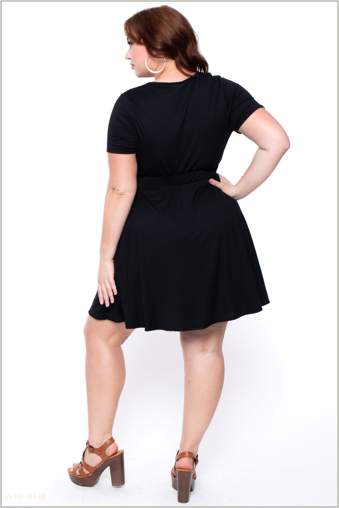  Plus Size Lucy Flare Dress - Black M37-CS0854-BK-3X