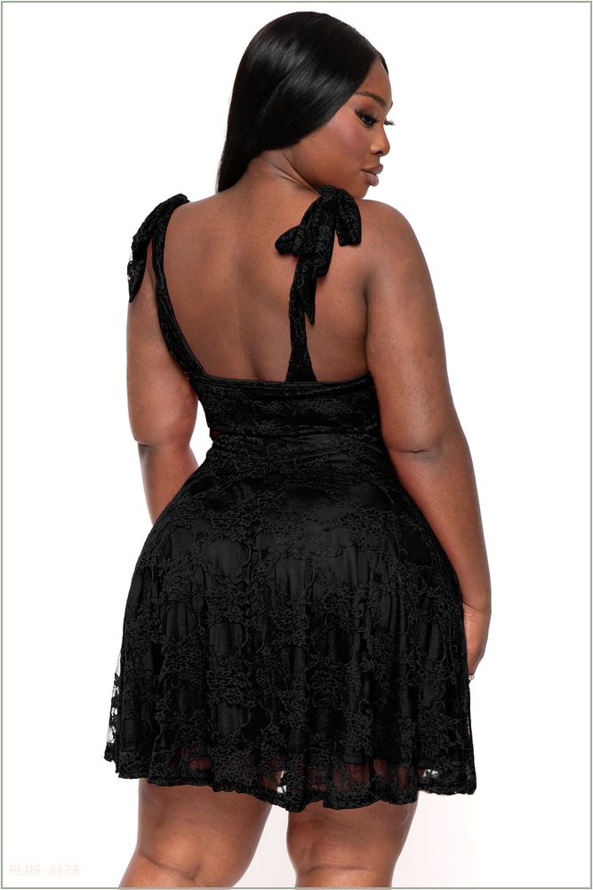  Plus Size Esmeralda Lace Corset Flare Dress - Black H10-CS2407-BK-1X