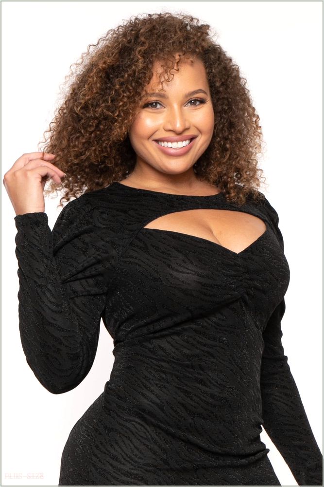  Plus Size Adelyn Cut Out Bodycon Dress - Black H15-CS2679-BK-1X