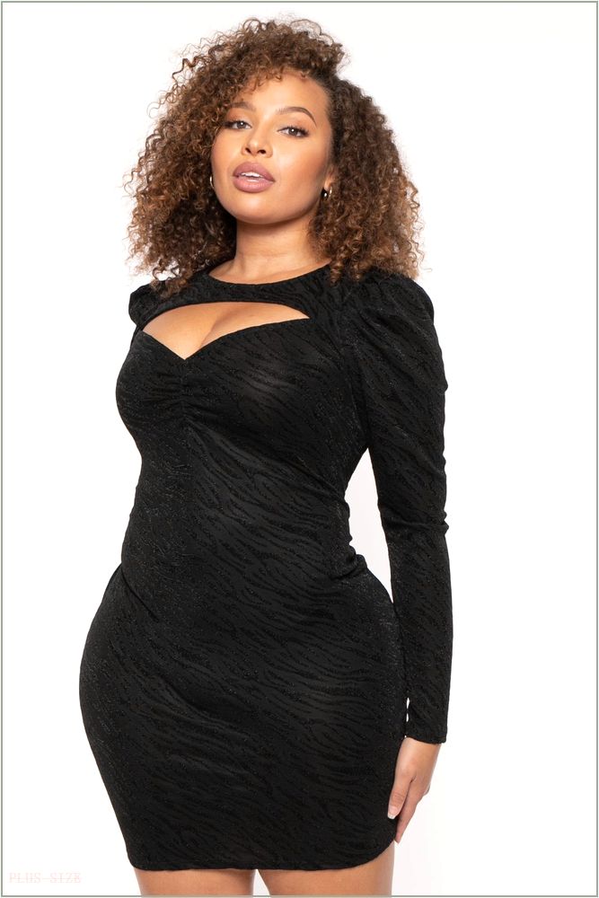  Plus Size Adelyn Cut Out Bodycon Dress - Black H15-CS2679-BK-1X