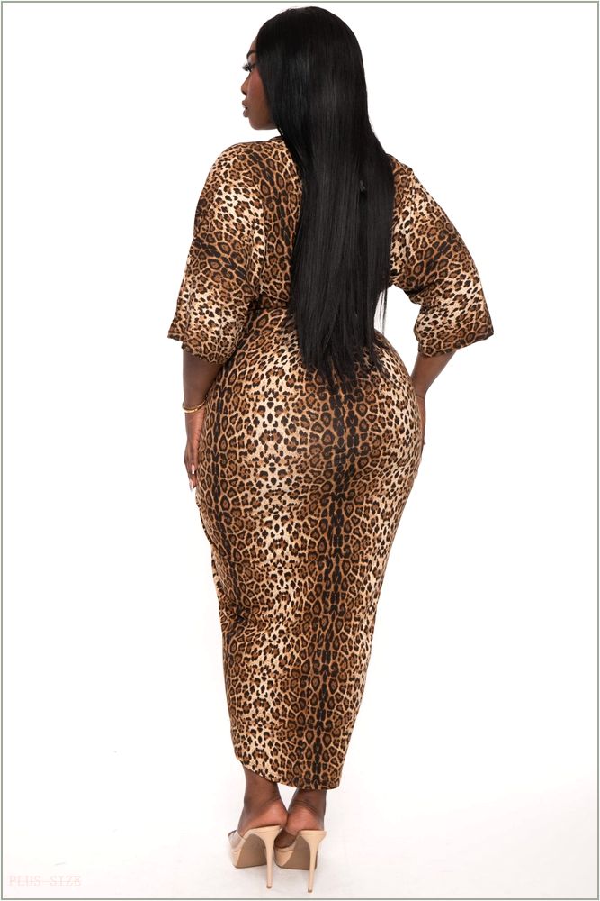  Plus Size Alexandre Leopard Maxi Dress - Brown Z359-PDD1338-BR-1X