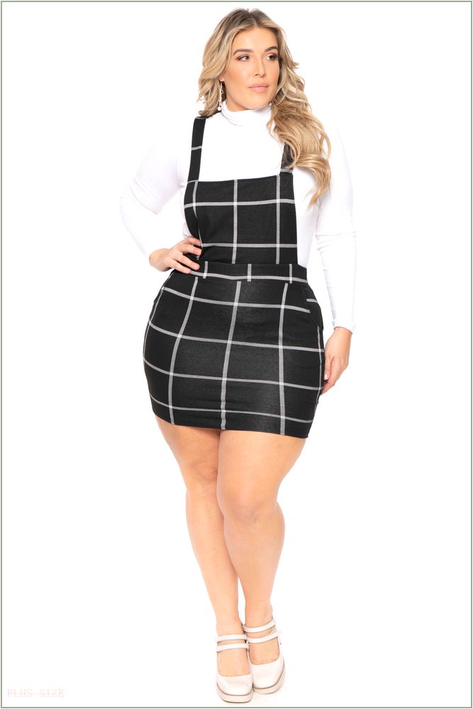  Plus Size Alicia Overall Dress- Black X2-CS1934-BK-3X