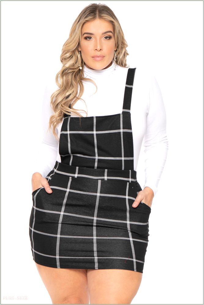  Plus Size Alicia Overall Dress- Black X2-CS1934-BK-3X