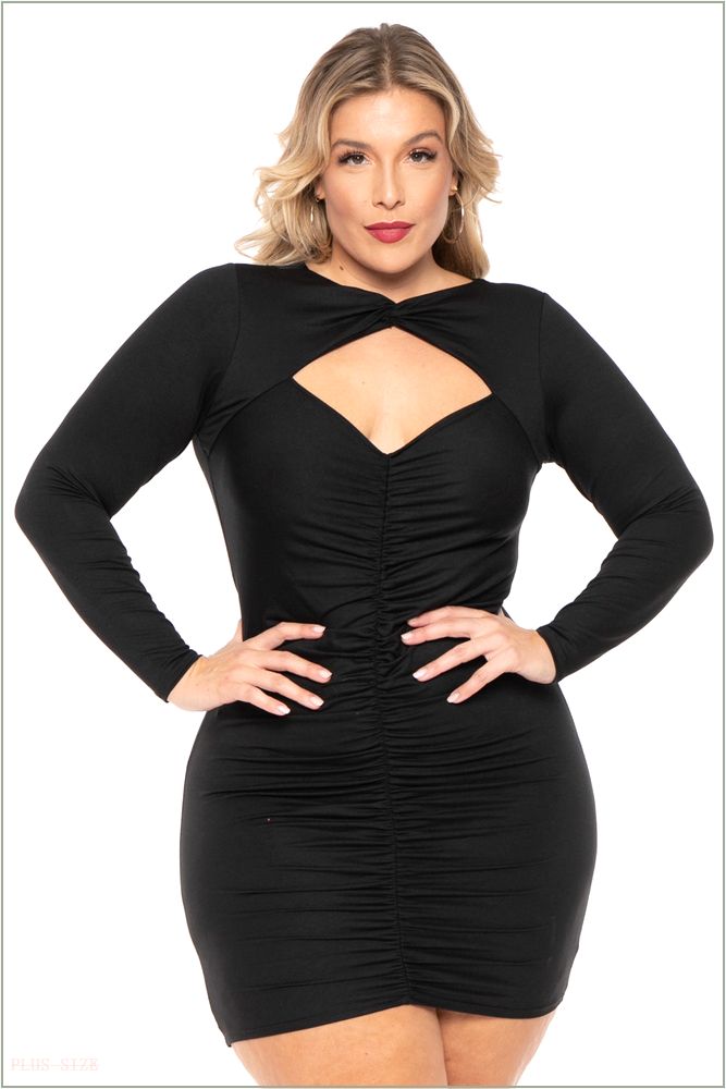  Plus Size Amry Bodycon Cutout Dress - Black X15-CS2196-BK-2X