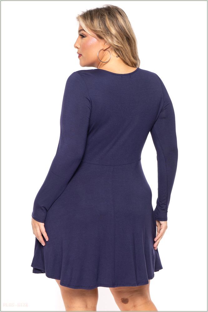  Plus Size Amry Flare Cutout Dress - Navy H7-CS2205-NY-3X