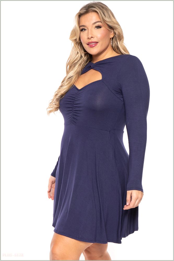  Plus Size Amry Flare Cutout Dress - Navy H7-CS2205-NY-3X