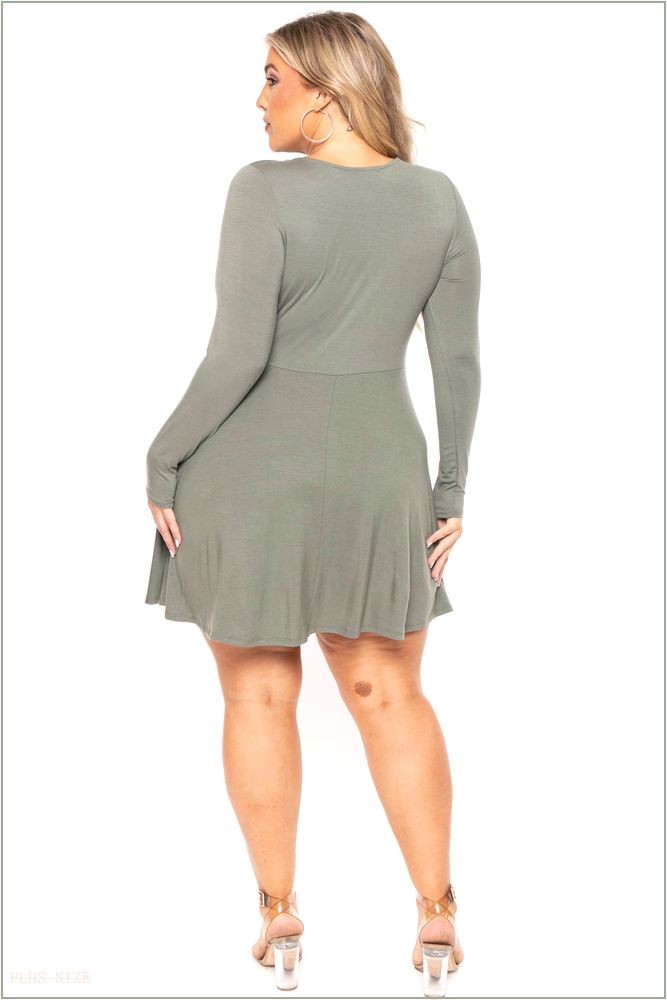  Plus Size Amry Flare Cutout Dress - Olive NG20-CS2205-OL-1X