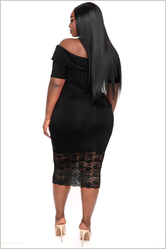  Plus Size Anadora Off the Shoulder Dress- Black H7-CS2423-BK-1X