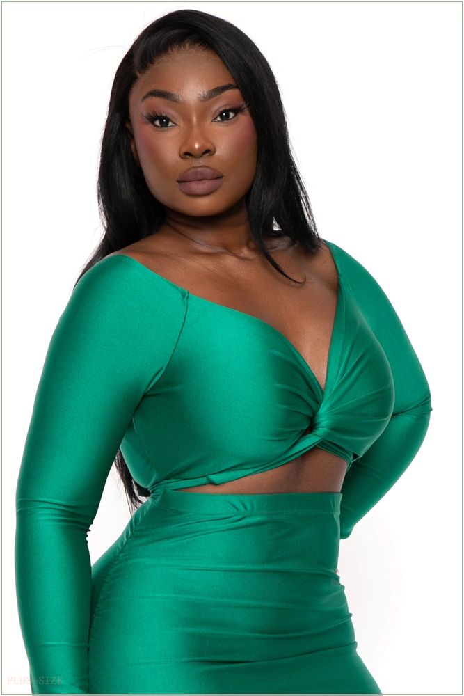  Plus Size Aneth Cross Wrap Bodycon Dress - Green L3-GD80951PL-GR-3X