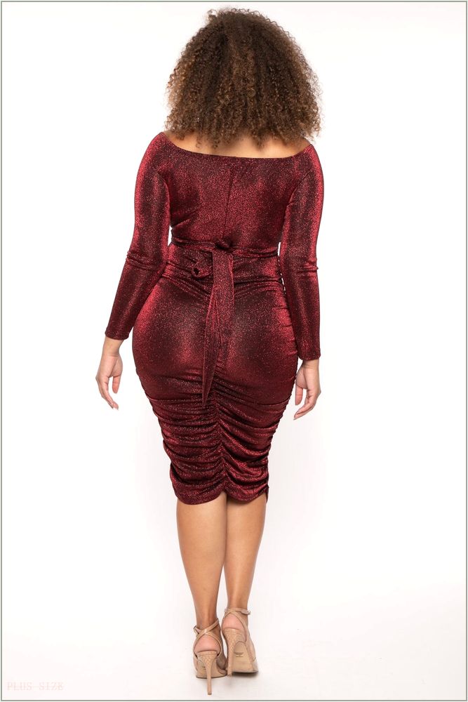  Plus Size Anetha Cross Wrap Bodycon Dress - Burgundy H15-GD80187-BY-1X