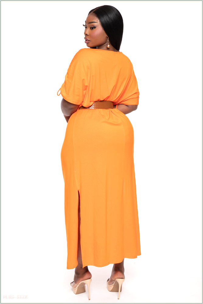  Plus Size Annette Shoulder Ruching Maxi Dress - Orange K28-CJD1624X-OR-1X