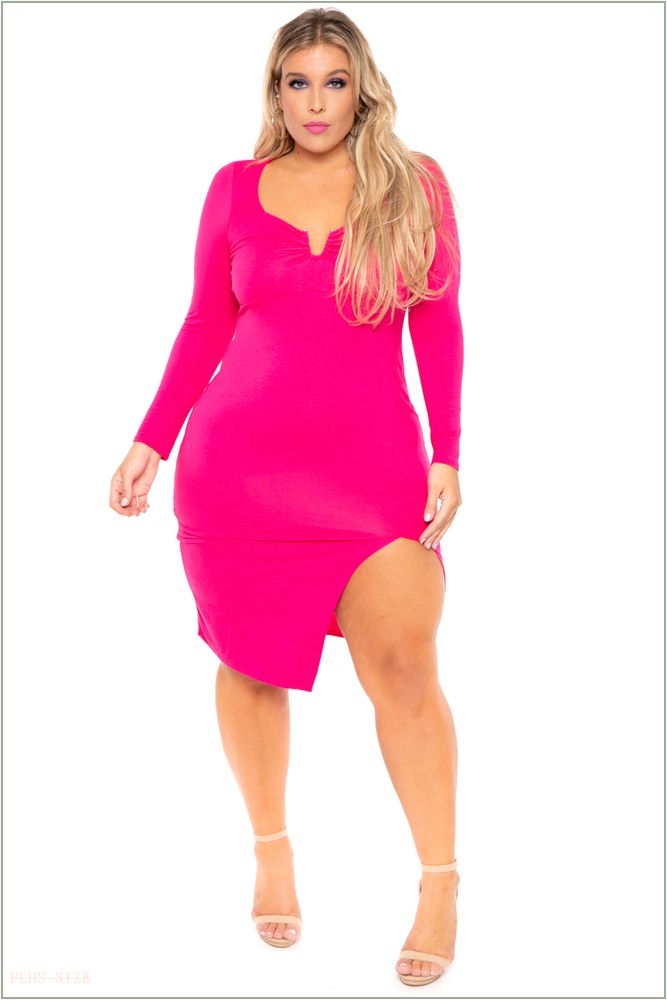  Plus Size Araseli Midi Dress - Fuchsia C14-CS2195-FU-1X