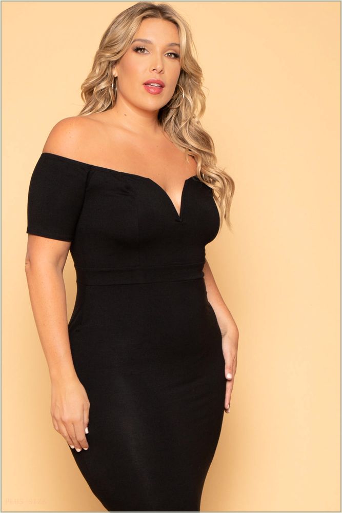  Plus Size Ari Bodycon Dress - Black P37-CS2085-BK-2