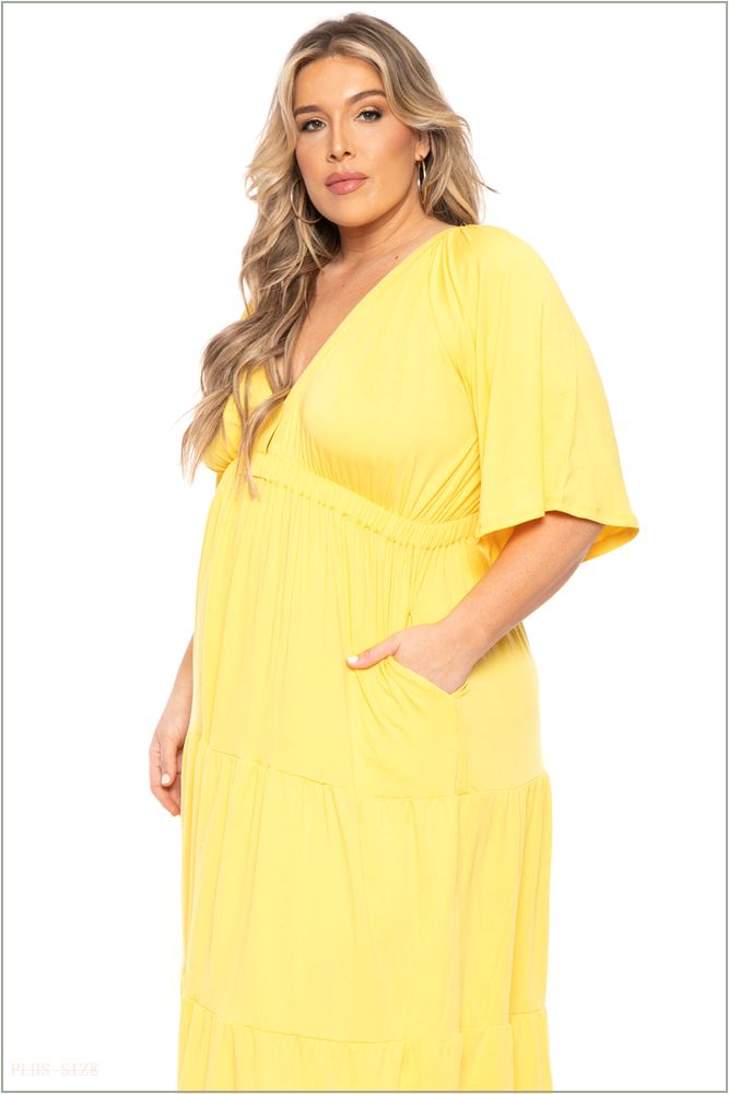  Plus Size Ariella Tiered Maxi Dress - Yellow J44-CJD1406X-YW-3X