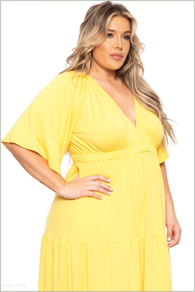  Plus Size Ariella Tiered Maxi Dress - Yellow J44-CJD1406X-YW-3X