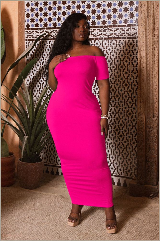  Plus Size Arissa Tube Maxi Dress - Fuchsia H8-CS2647-FU-1X