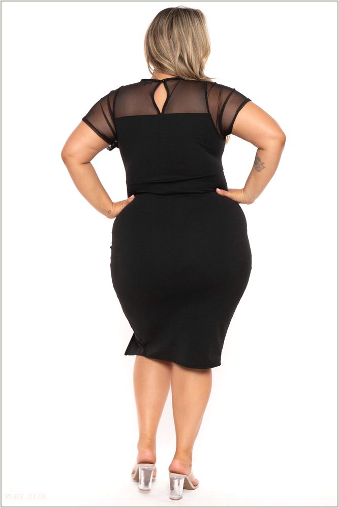  Plus Size Avia Front Draped Dress- Black NG2-CS2444-BK-1X