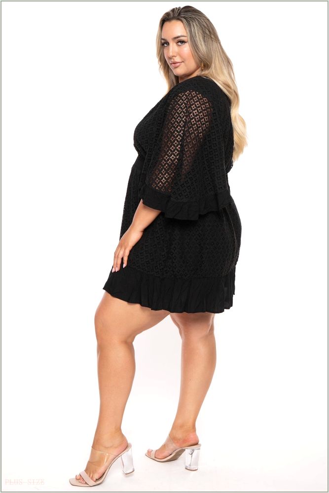  Plus Size Bertrina Lace Dress - Black B7-JBJ1083P-BK-1X