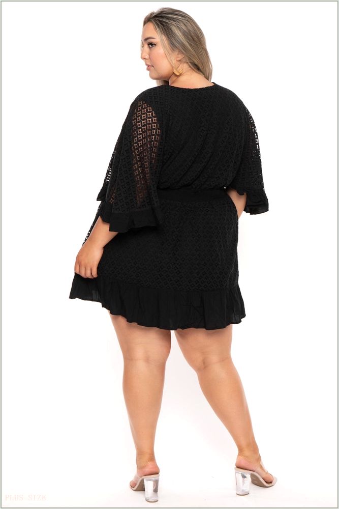  Plus Size Bertrina Lace Dress - Black B7-JBJ1083P-BK-1X