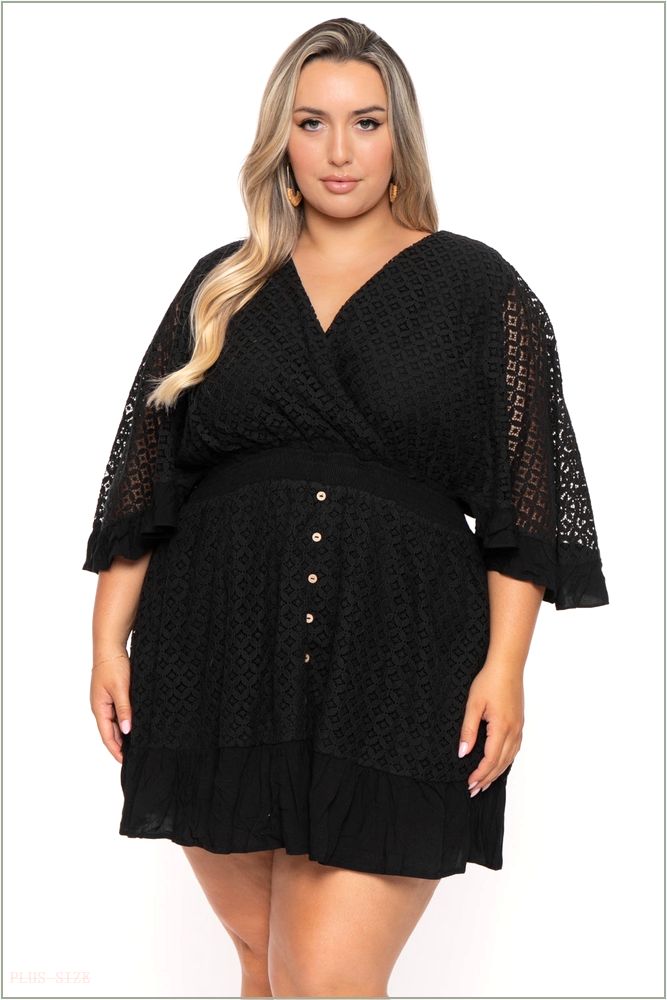  Plus Size Bertrina Lace Dress - Black B7-JBJ1083P-BK-1X