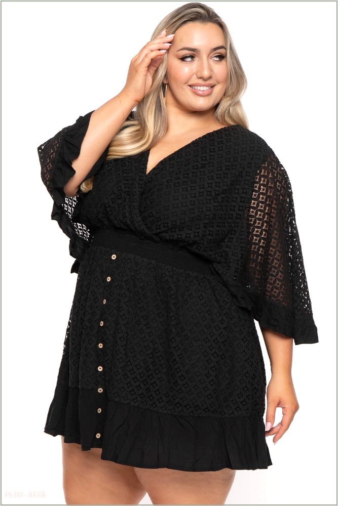  Plus Size Bertrina Lace Dress - Black B7-JBJ1083P-BK-1X