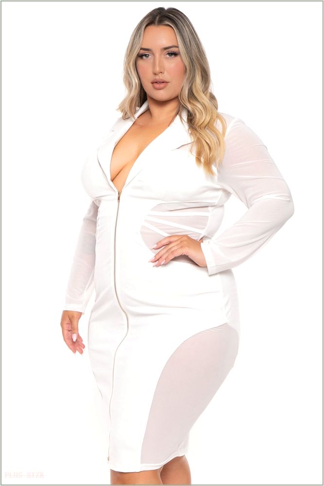  Plus Size Boss Lady Midi Dress- Ivory Z201-40016X-IV-1X