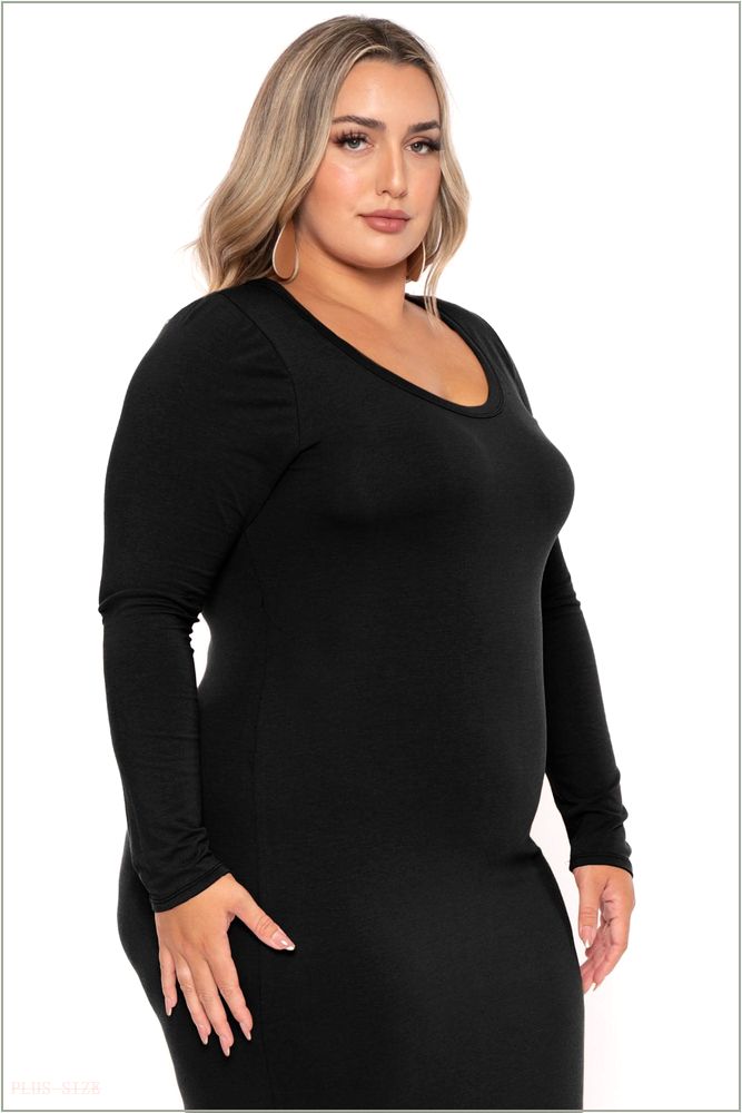  Plus Size Carlette Bodycon Maxi Dress -Black W22-CJD1817LX-BK-1X