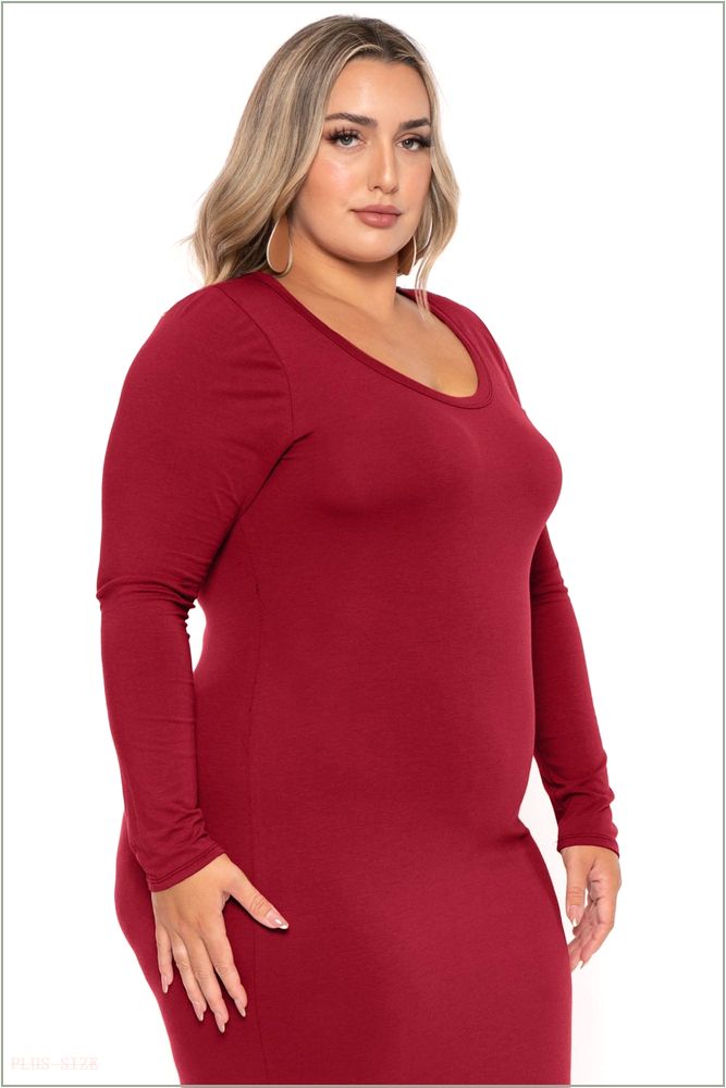  Plus Size Carlette Bodycon Maxi Dress -Burgundy W22-CJD1817LX-BY-1X