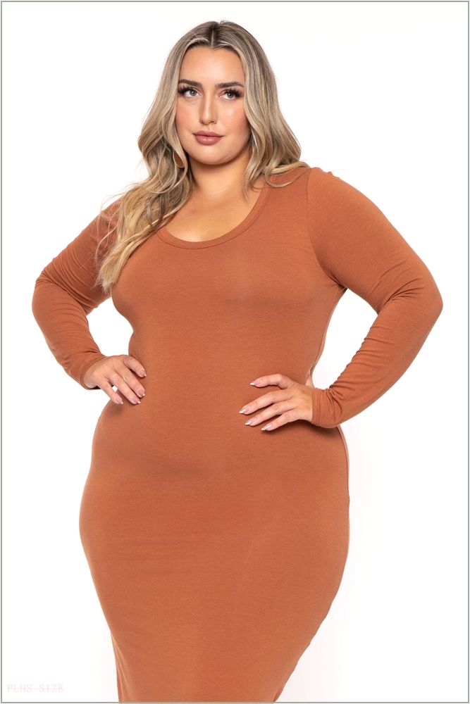  Plus Size Carlette Bodycon Maxi Dress -Rust W22-CJD1817LX-RT-1X