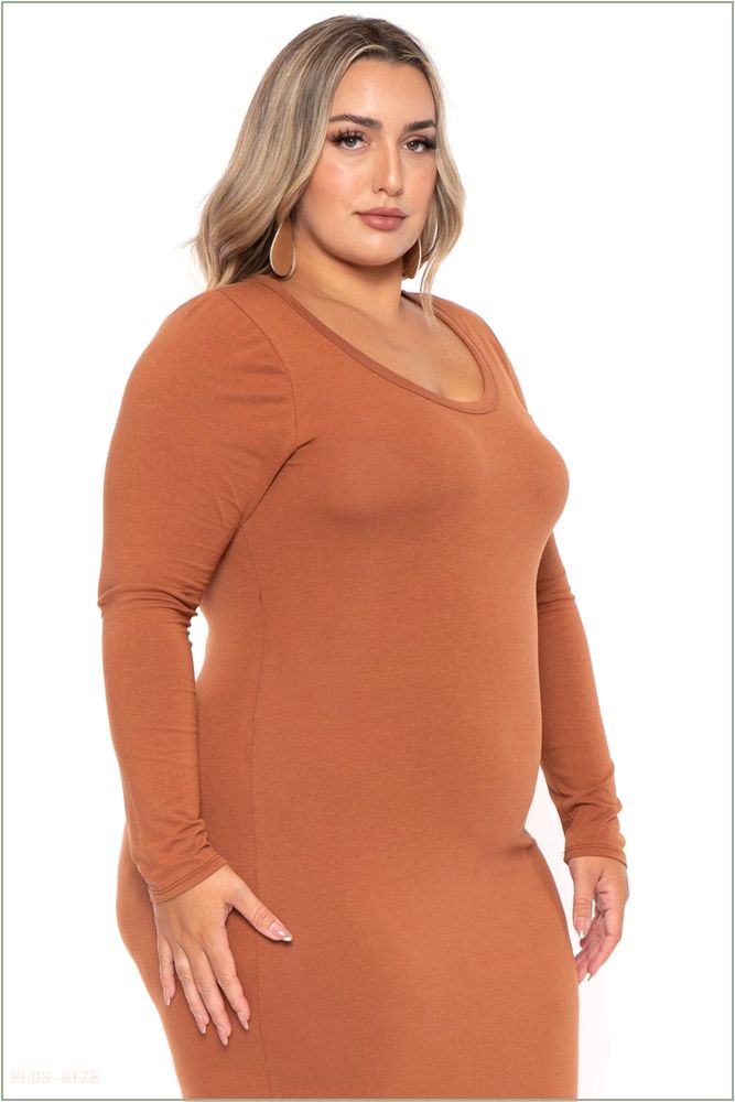  Plus Size Carlette Bodycon Maxi Dress -Rust W22-CJD1817LX-RT-1X