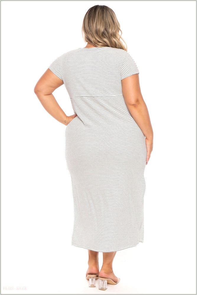  Plus Size Cayce Front Twist Maxi Dress - Black/White D21-CRD1533XS-BW-1X