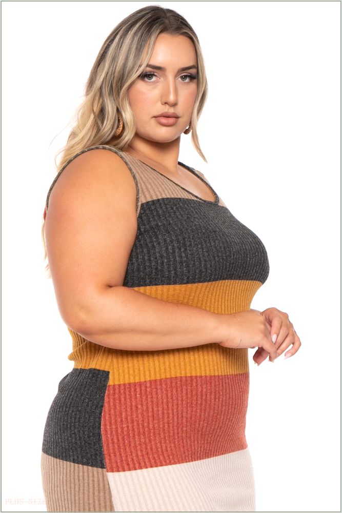  Plus Size Celisse Color Block Midi Dress - Multi H9-KRD4262-1P-MT-1X