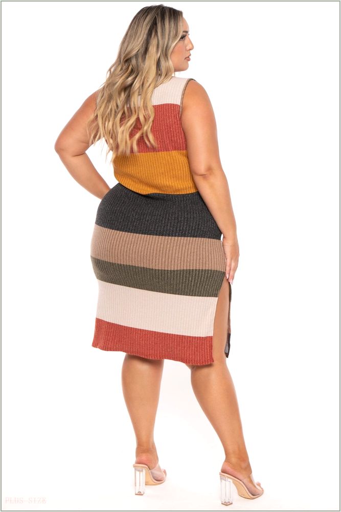  Plus Size Celisse Color Block Midi Dress - Multi H9-KRD4262-1P-MT-1X