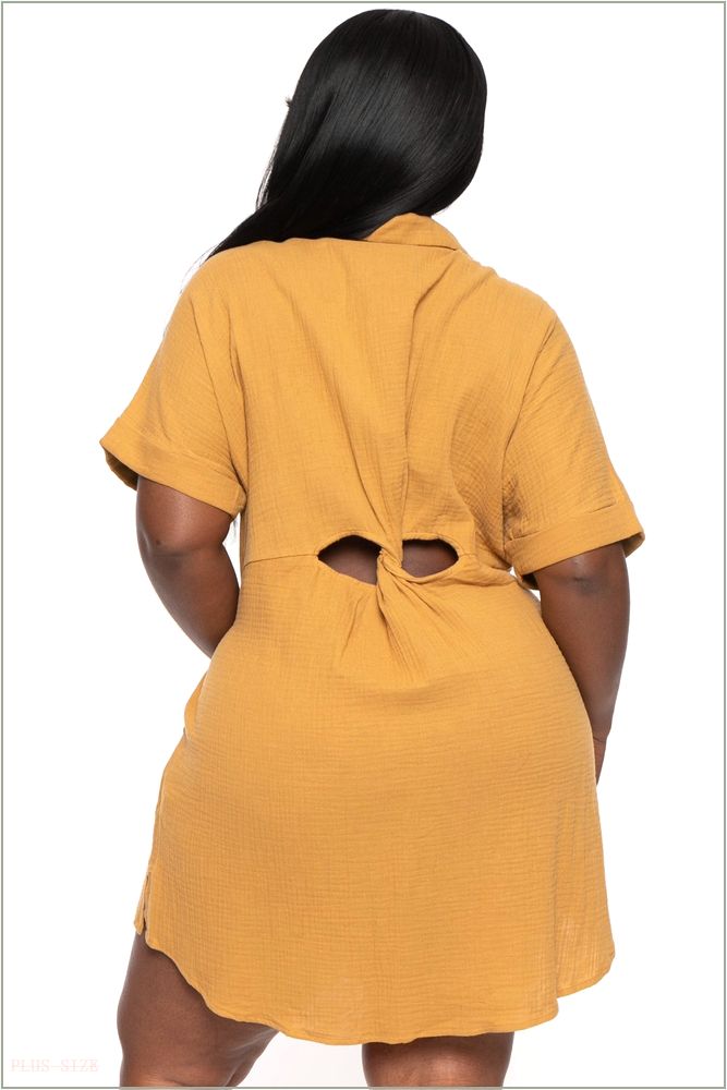  Plus Size Charee Shirt Dress- Camel Z343-ND30838X-CM-1X