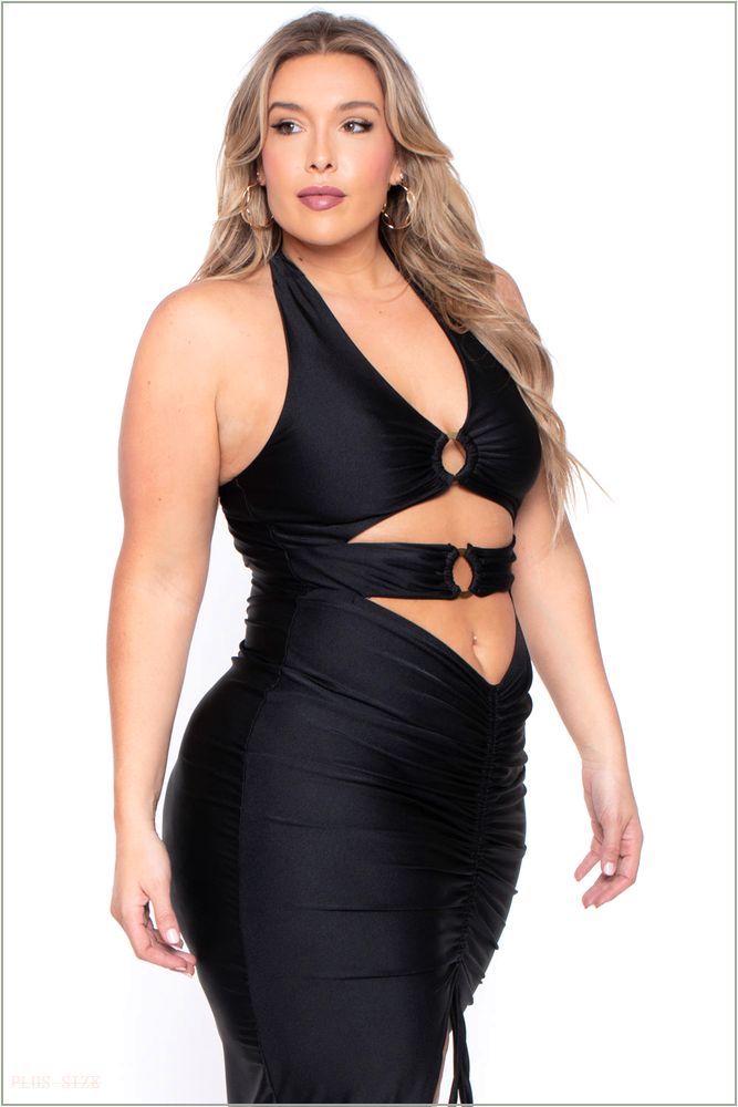  Plus Size Charlize Halter Dress - Black H13-CS2022-BK-1X