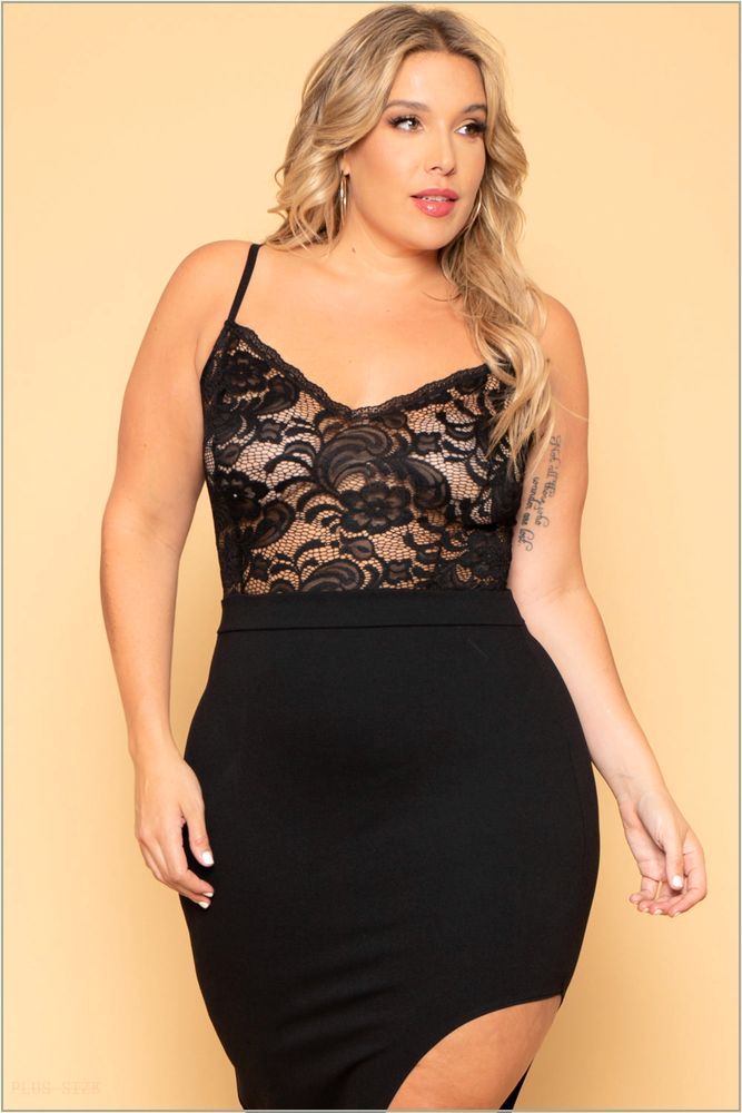  Plus Size Cherie Lace Dress- Black P3-CS1657-BK-3X