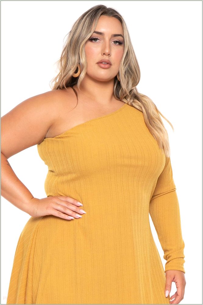  Plus Size Chloe Hi Low Maxi Dress -Mustard H14-HH597-MT-1X