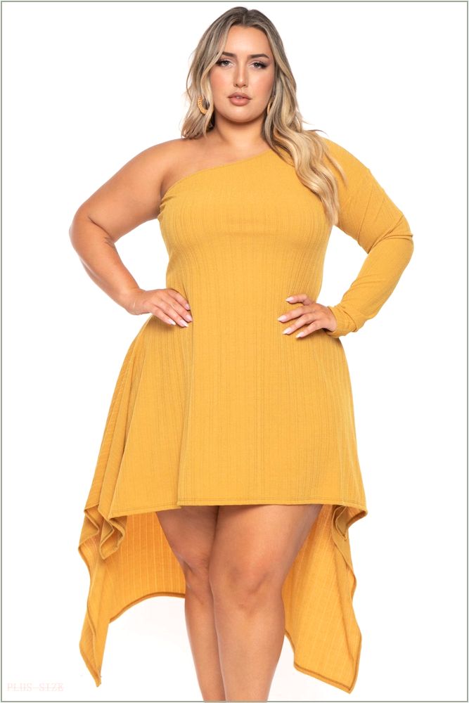  Plus Size Chloe Hi Low Maxi Dress -Mustard H14-HH597-MT-1X