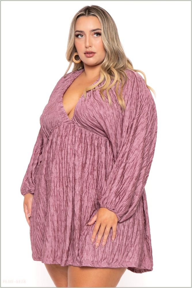  Plus Size Daine Crinkle Dress - Mauve W51-KRD4317-MV-1X