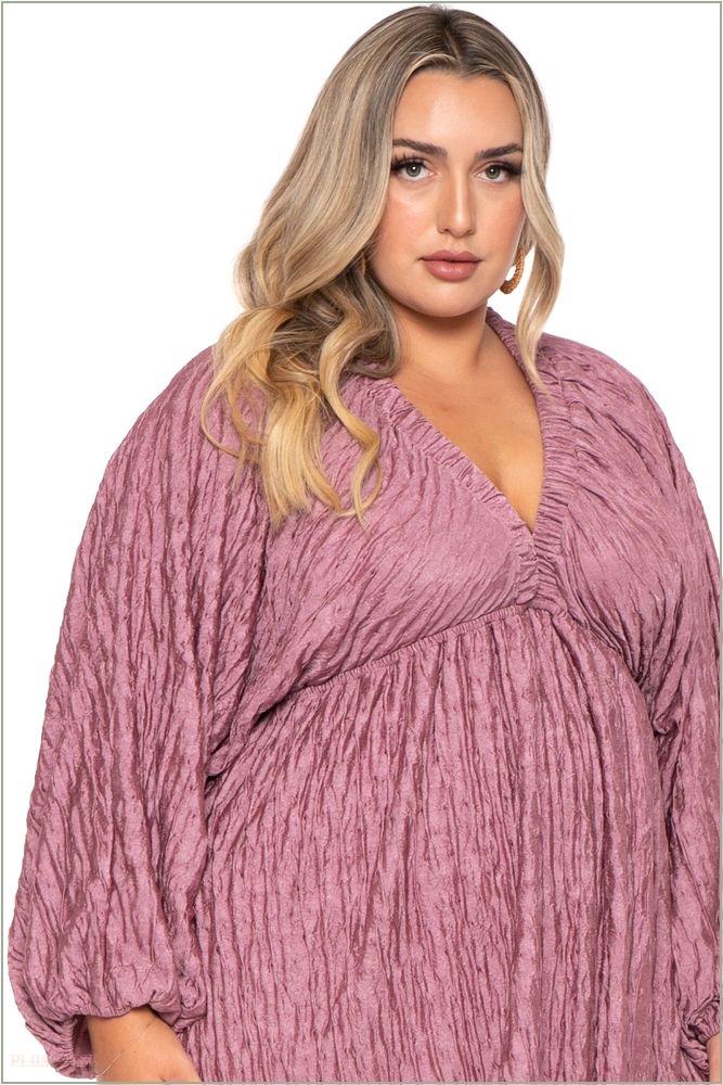  Plus Size Daine Crinkle Dress - Mauve W51-KRD4317-MV-1X