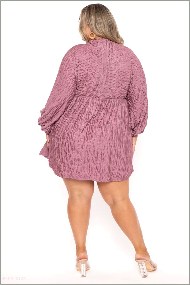  Plus Size Daine Crinkle Dress - Mauve W51-KRD4317-MV-1X