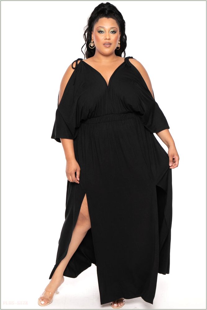  Plus Size Danielle Knit Maxi Dress - Black H3-CS2191-BK-1X