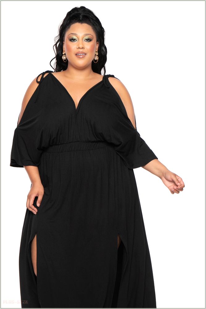  Plus Size Danielle Knit Maxi Dress - Black H3-CS2191-BK-1X