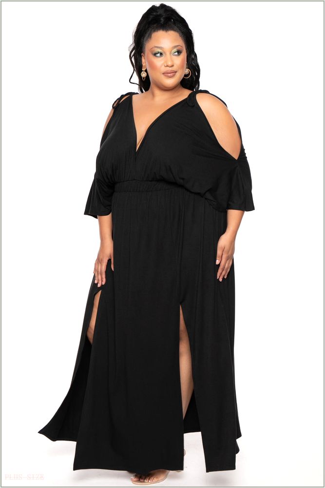  Plus Size Danielle Knit Maxi Dress - Black H3-CS2191-BK-1X