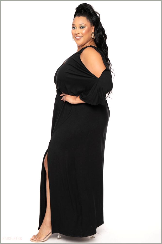  Plus Size Danielle Knit Maxi Dress - Black H3-CS2191-BK-1X