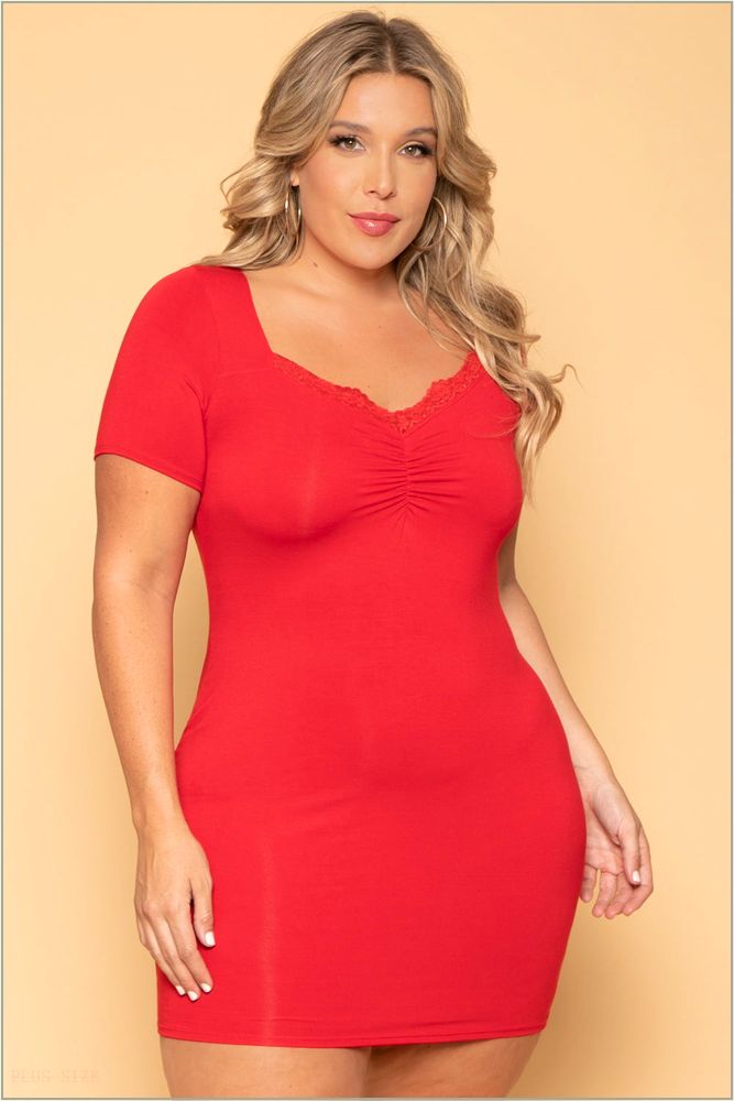  Plus Size Date Night Bodycon Dress- Red V109-CS2089-RD-3X