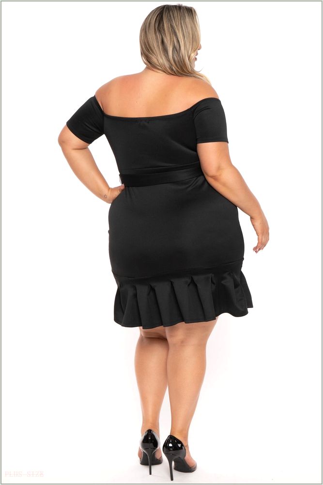  Plus Size Debora Off The Shoulder Dress - Black H3-CS2331-BK-1X