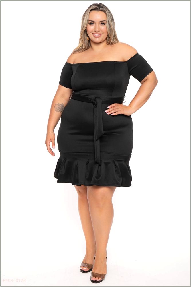  Plus Size Debora Off The Shoulder Dress - Black H3-CS2331-BK-1X