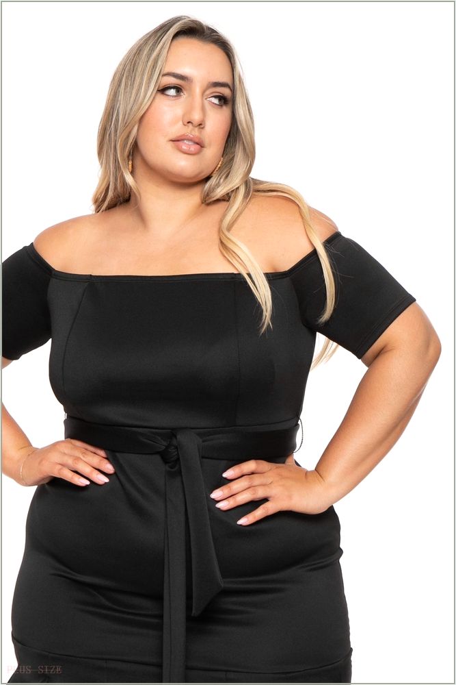  Plus Size Debora Off The Shoulder Dress - Black H3-CS2331-BK-1X